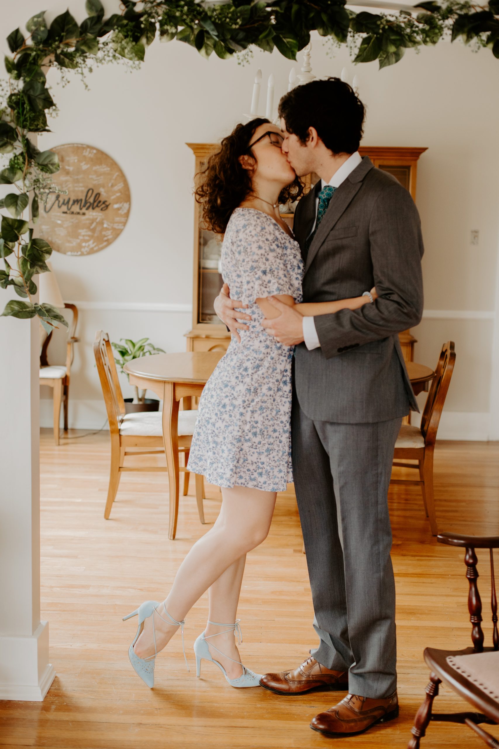 wedding guest book and couple