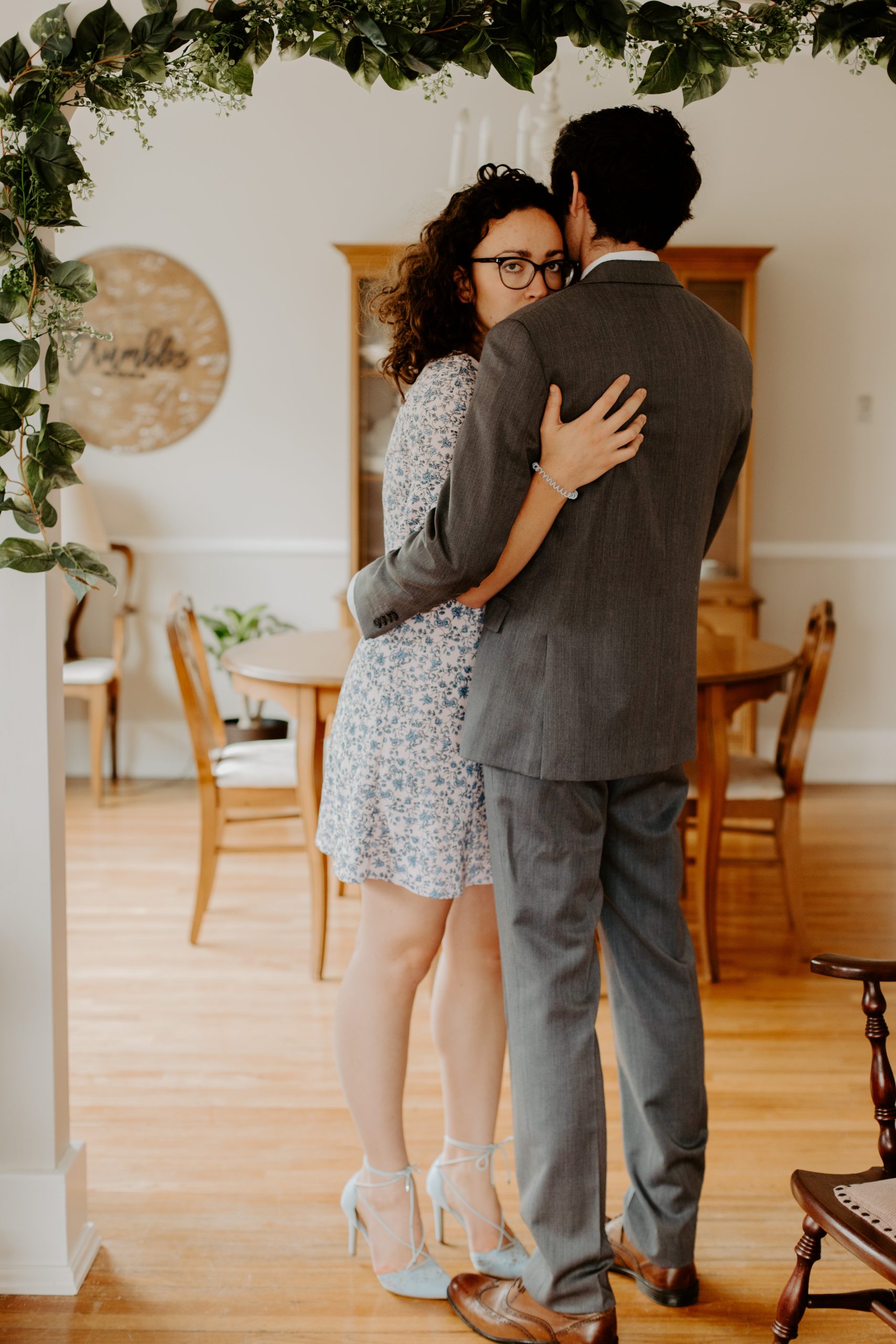 wedding guest book and couple