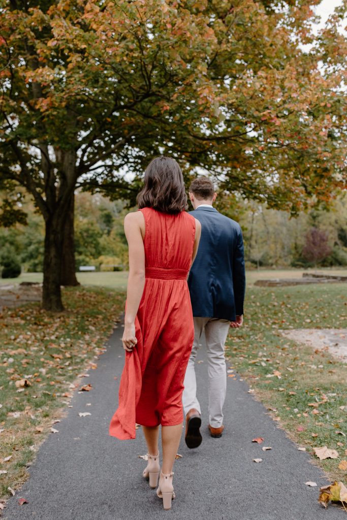 man and woman walking