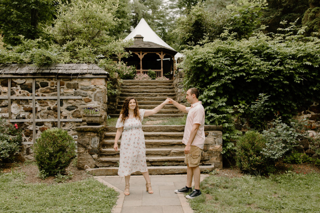 couple dancing in park